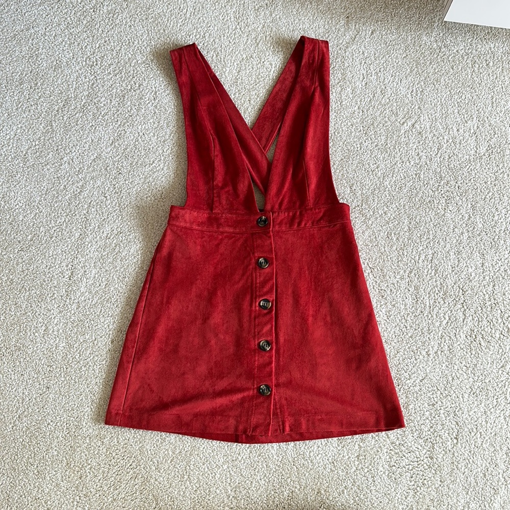 Suede overall dress